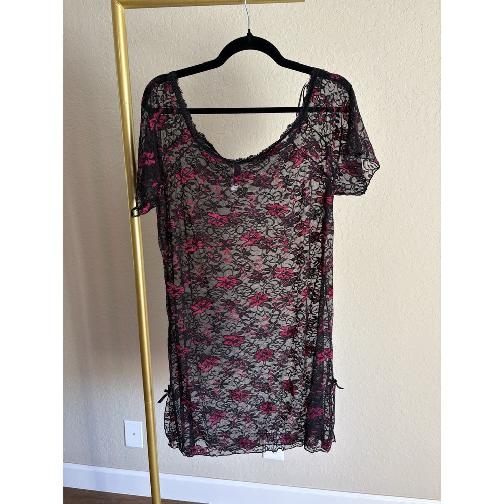 Women's NWOT Rose Floral Mesh Mini Dress Size 3X Whimsigoth Romantic Y2K Fairy